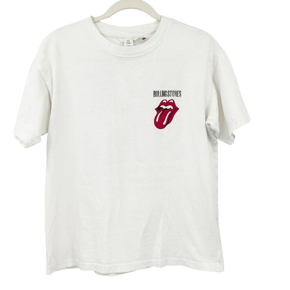 H&M‎ Womens Oversized The Rolling Stones Graphic T Shirt Band Tee Size XS White